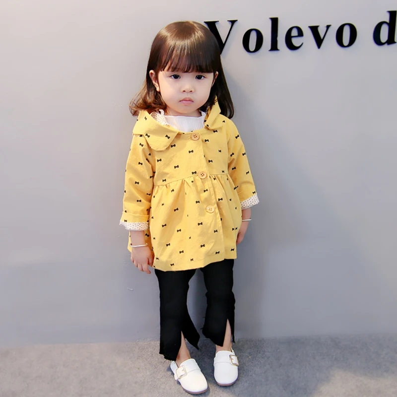 Baby girl Trench Coat In spring and autumn Small bowknot Pure color Outerwear for most fashionable Kids Children (5)