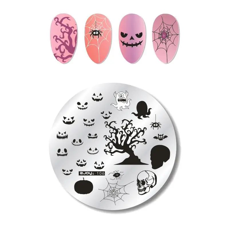 Серия ZJOYS дизайн ногтей пластины штамповка 3D Круглый Цветок Животное еда DIY лак для ногтей, Печать Маникюр ногтей трафарет шаблон - Цвет: zjoys106