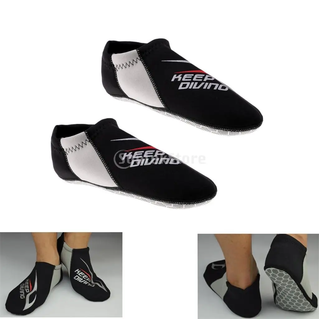 3mm Neoprene Scuba Diving Warm Socks Beach Swimming Surfing Snorkeling Kayak Water Sports Shoes Boots Equipment XS-XL Gray Black