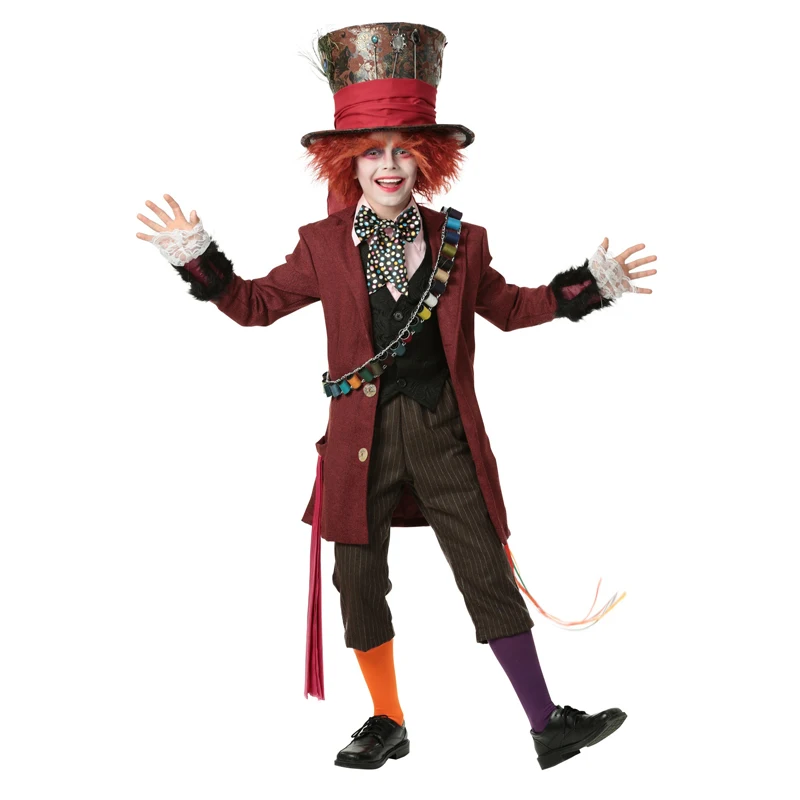 Mad Hatter Alice Wonderland Johnny Depp Dress Up Halloween Deluxe Child Costume