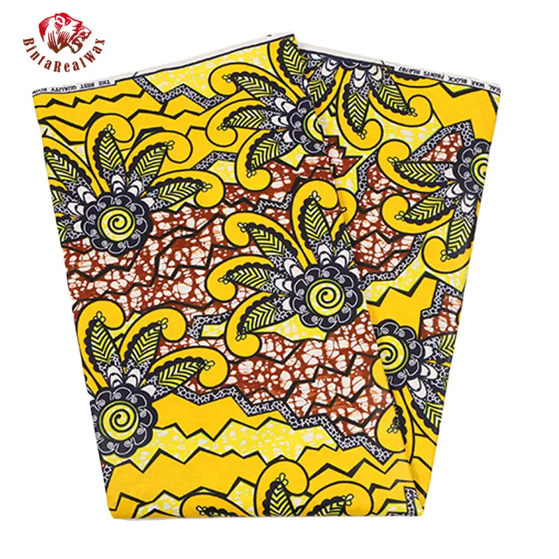 

2019 Latest Bright Yellow Flower Pattern Batick Bazin Riche African Fabric African Wax Prints Fabric new Wax Hollandais 24FS1328