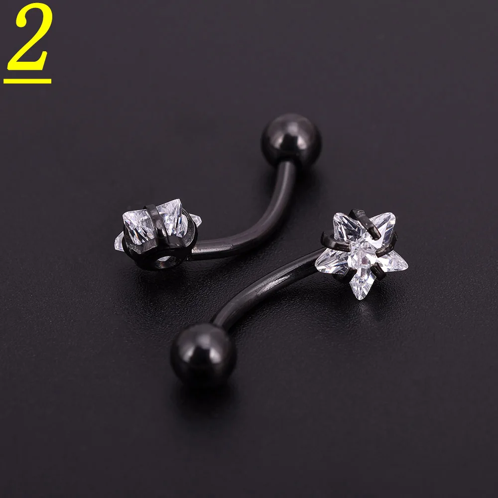 20pcs Black Body Piercing Star Zircon Cubic Bar Barbell Ball Navel Belly Button Rings Jewelry | Украшения и аксессуары