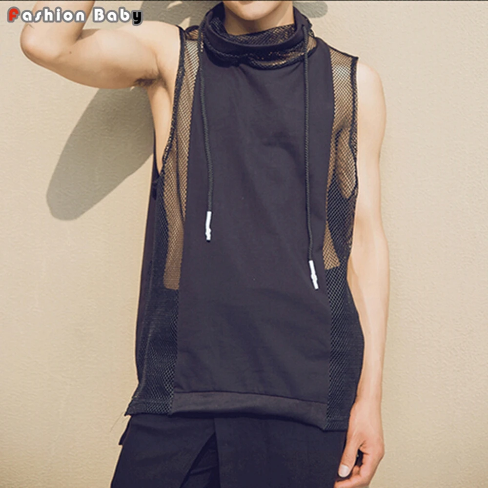 Mens Summer Style Brand Tank Top Bodybuilding Fashion Sexy Mesh String Design Camisetas de