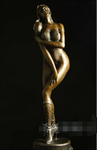 

S07176 21" China bronze marble carved finely high heel belle Sculpture Statue discount 30% (C0324)