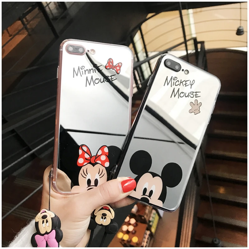 WTSZKL зеркальный Телефон чехол для iPhone 6 6s 7 8 Plus X Xs max xr милый Минни Микки мягкий