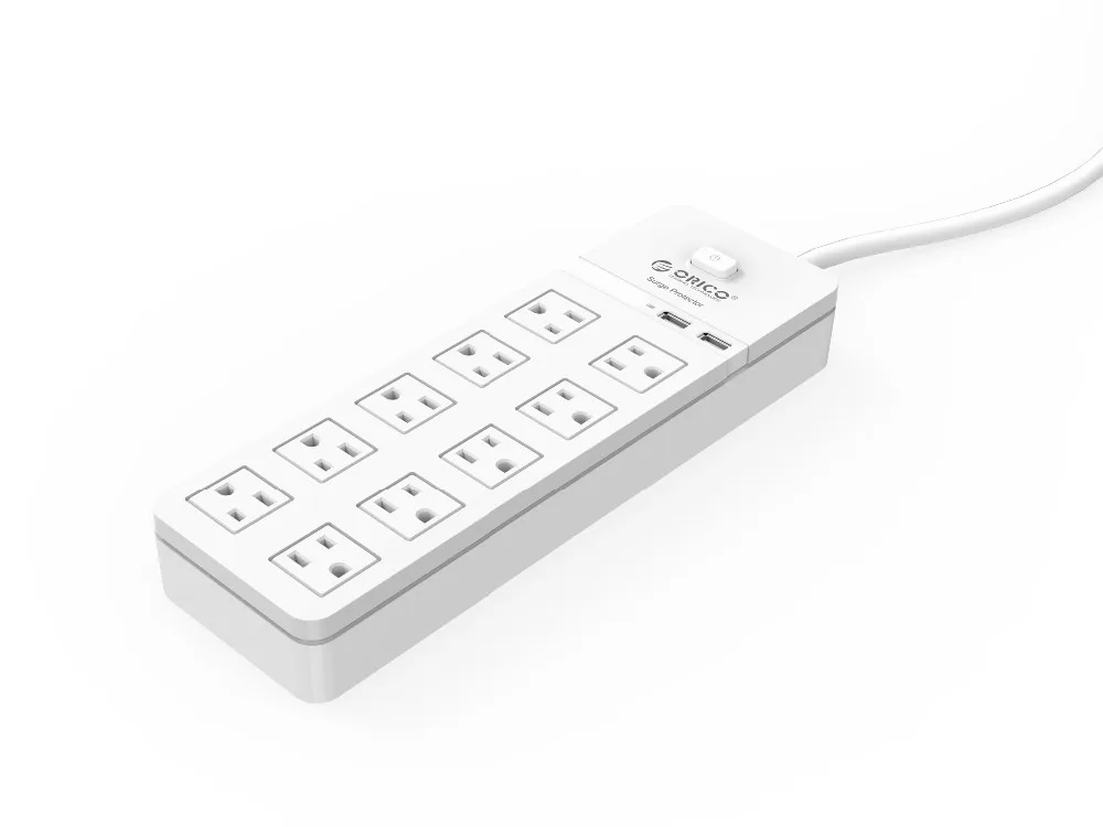 ORICO US Plug power Strip 4, 8, 10 розетки переменного тока, электрические розетки, защита от перенапряжения, удлинитель, вилка США, розетки, 2 порта, USB, смарт-зарядное устройство