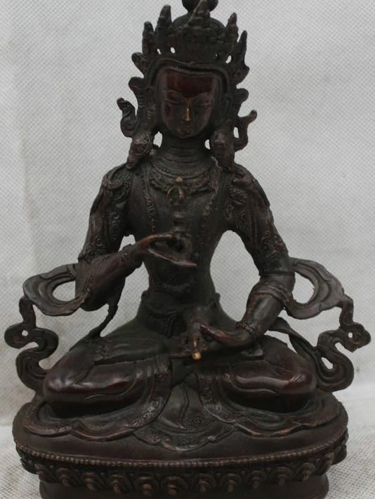 

8"China Chinese Tibet Buddhism Folk Bronze Lucky Vajrasattva Buddha Statue