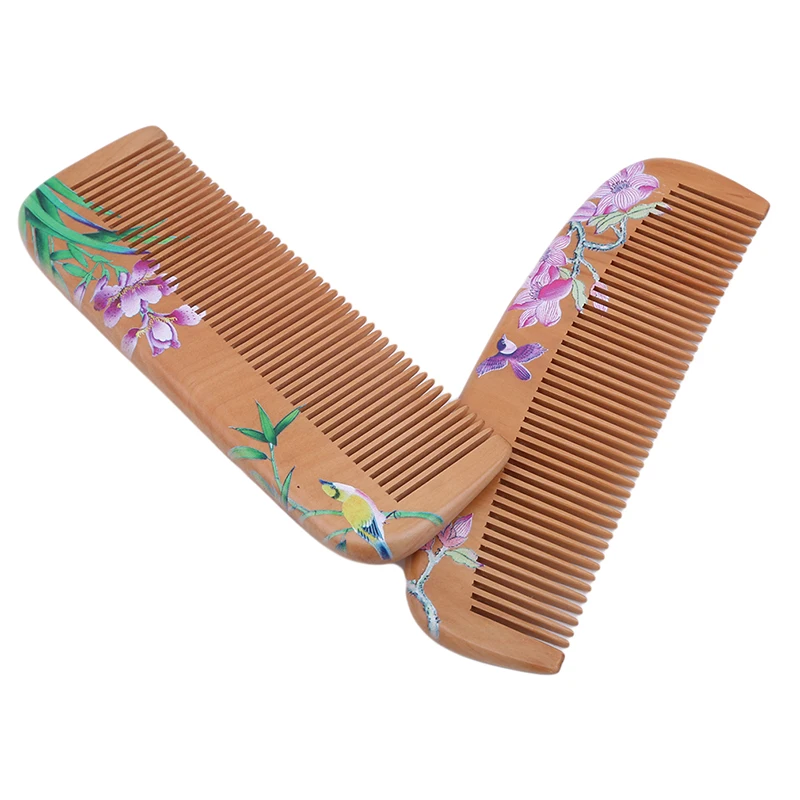 1PC Peach Wood Hairbrush Ventilation Comb For Salon Family Use Hairdressing Beauty anti-static Massage Scalp Comb