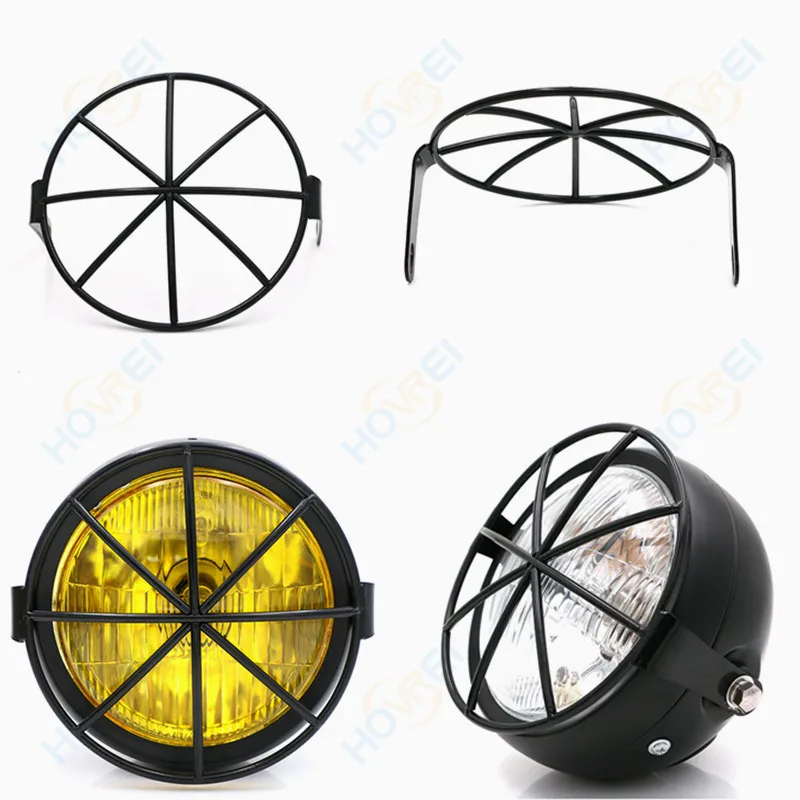 New 6.3" Retro Motorcycle Headlight Grill Cover Mask Grill Side Mount