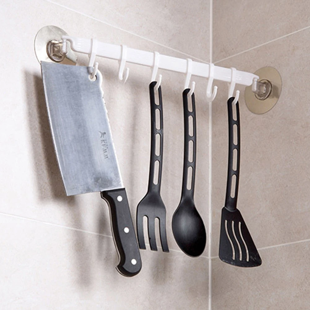Сильный клей настенный 6-хук крючок для кухни ванной стены крепежных крючка стеллаж для хранения держатель Кухня организации хранения