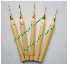 Деревянная рукоятка для натягивания иглы/микро кольца/петли иглы для наращивания волос, инструменты для наращивания волос, 12 шт./партия, LZH0082