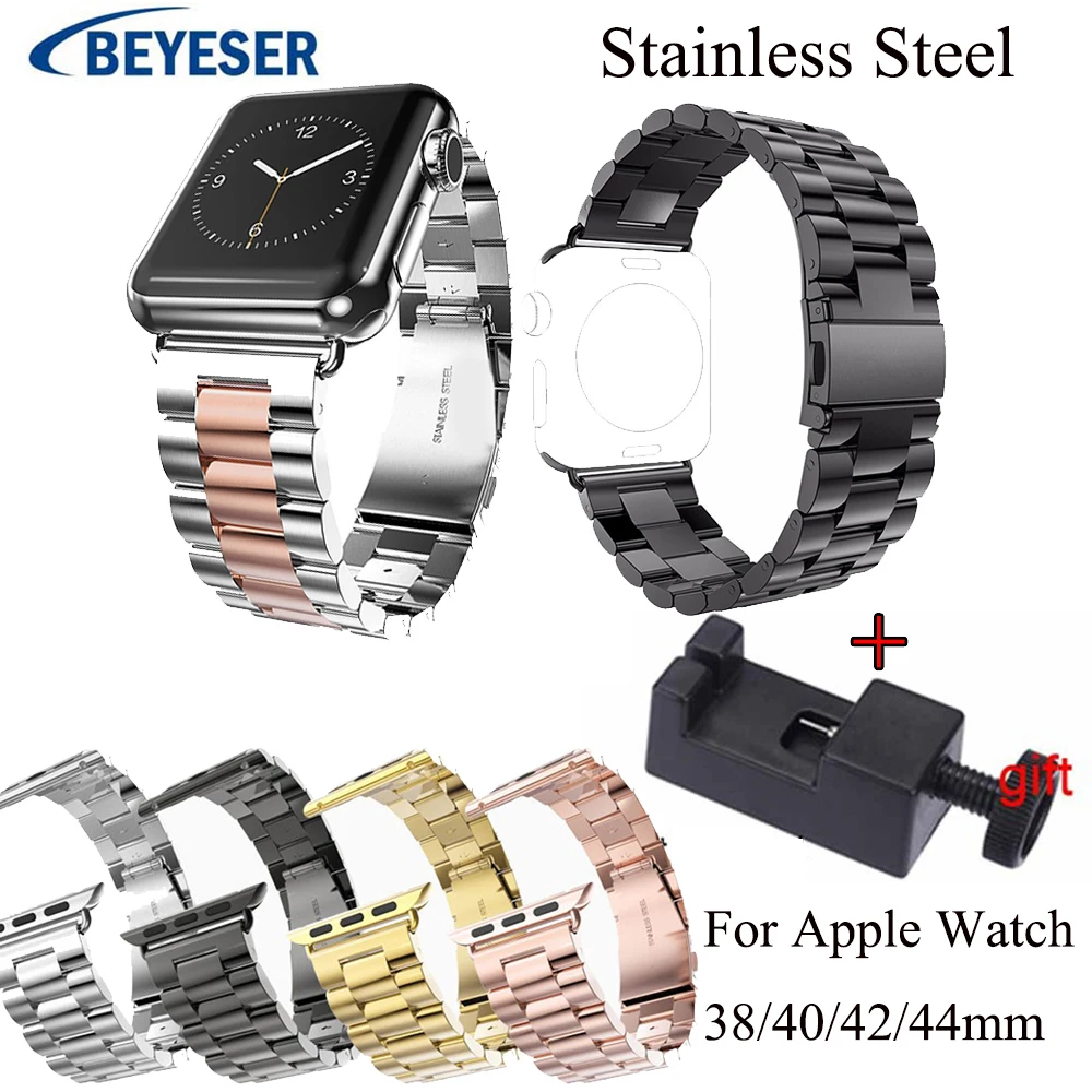 Сменный ремешок для часов Apple Watch Series 5 4 3 2 стальной 42 мм 38 40 44 из нержавеющей стали |