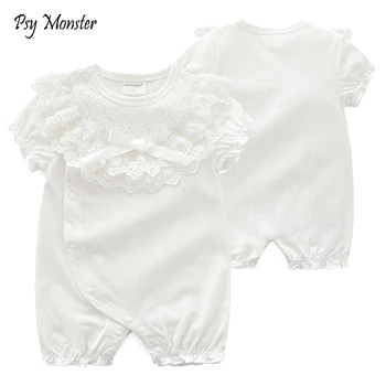 

Newborn baby High Quality Lace Flower Romper Girls 100% Cotton Princess Infant 1 year birthday photography Roupa G106