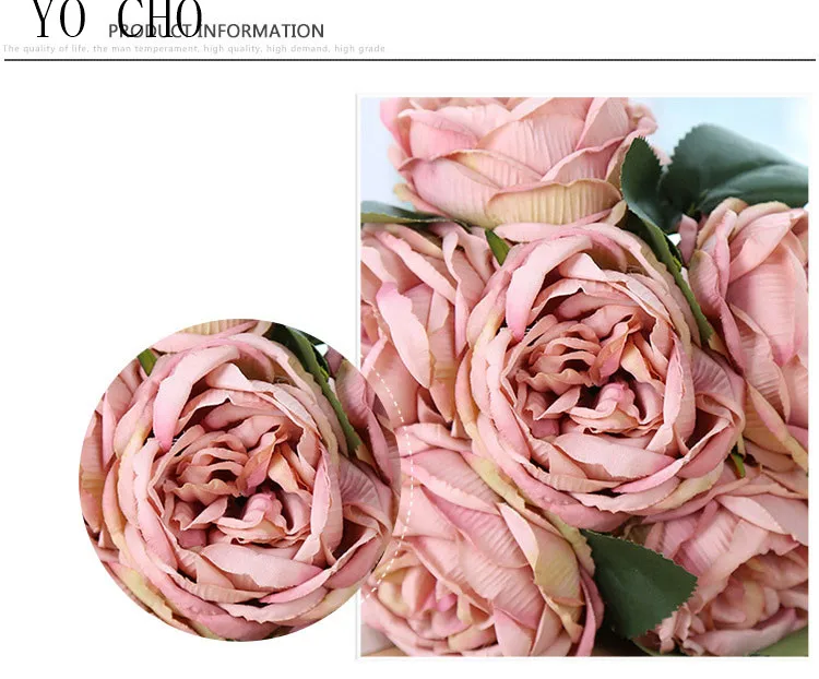 Bridal Bouquet Rose Artificial Flowers Red Pink Hydrangea Home Decoration White Peony Wedding Flower (5)
