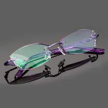 Женские Ретро очки для дальнозоркости, прозрачные линзы из смолы, полностью Металлическая оправа, очки из смолы, линзы для чтения, фиолетовые, от 1,0 до 4,0, R124