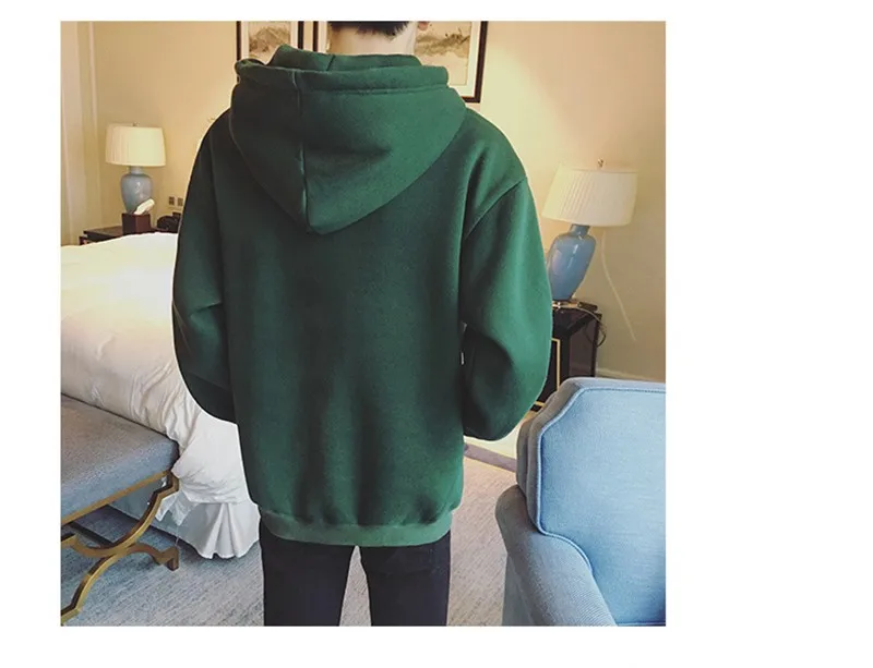 Men's Hoodie Long Sleeve Sweatshrts Hoodies Men Coat Cotton Inside O-Neck 2016 Fashion Regular Letter Standard Thickness Black  (6)