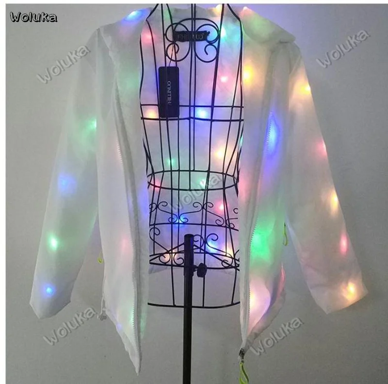 LED luminous show clothes Halloween costume nightclub hooded shiny coat CD50 W03