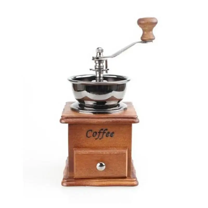 Adeeing Vintage Style Manual Coffee Bean Grinder Wooden Retro Burr Mill Grinding Machinein