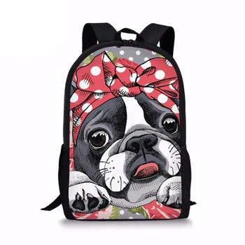 

Woman Backpack for Girls School Backpacks Children Bags Kids Boys 3D Boston Terrier Backpack for elementary School Season