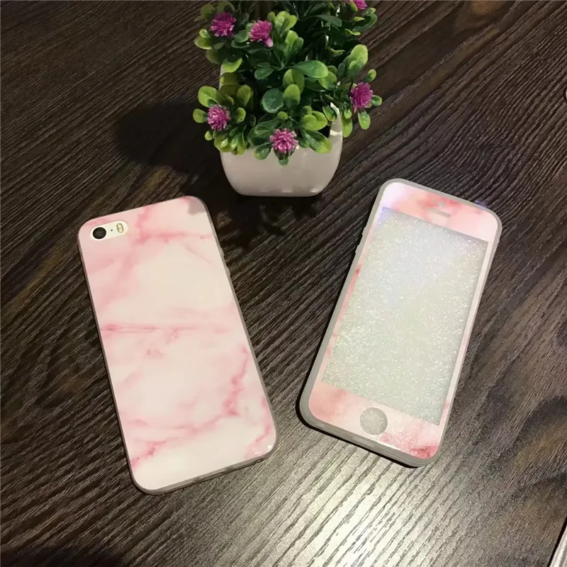 Marble Stone Mobile Phone Housing Fashion Front Screen Protector + Glossy IMD Back Cover Fundas Cases For iPhone 5 5s Capa Coque |