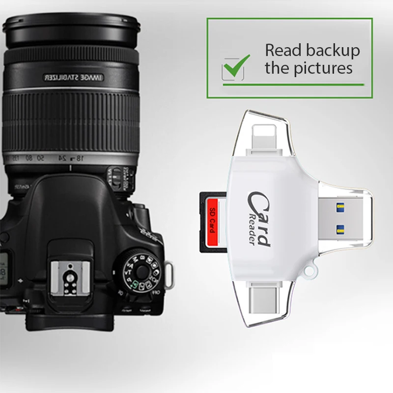 Тип C Micro SD кард-ридер 4в1 OTG флэш-карта памяти для iPhone iPad samsung huawei Xiaomi MacBook адаптер SD кард-ридер