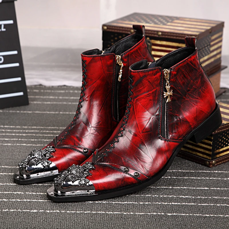 

New fashion pointed retro men's leather boots England dress trend high boots nightclub men's boots noble high-end knight boots