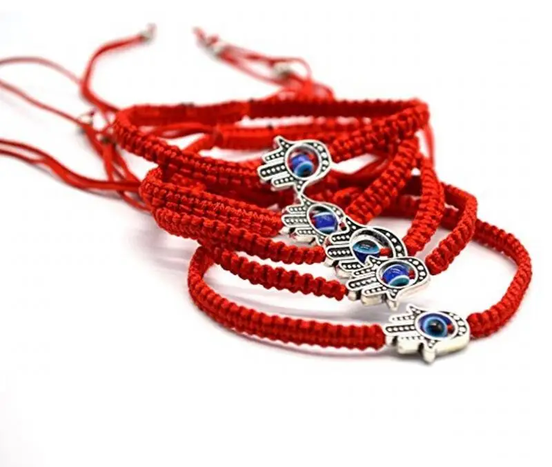 

Luck Bracelet! 2pcs Hand of Fatima KABBALAH HAND Made Red String Good Lucky Bracelet Kabala Protection Men Women Gifts M99