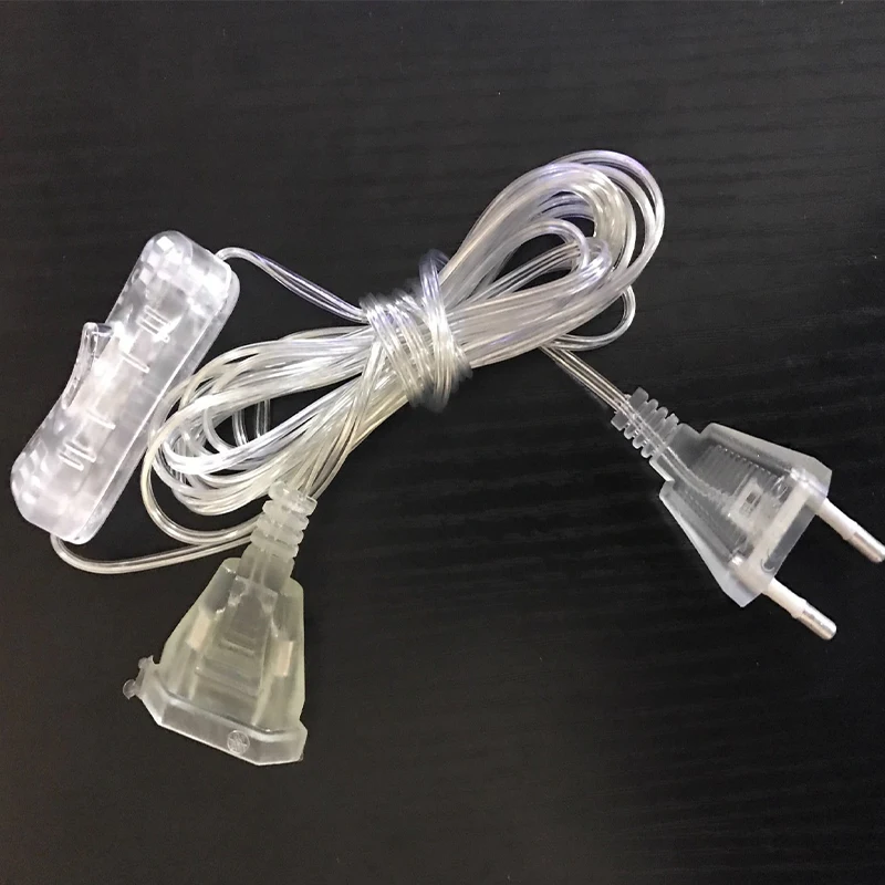 

2.5M EU Plug Extension Wire With ON/Off Switch Wire For String Curtain Lights(Only ship with Garland Lights Orders)