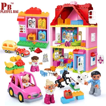 

2018 new theme scene of children's big particle enlightenment building blocks, the gift of the puzzle toy for 3-6 year old girl