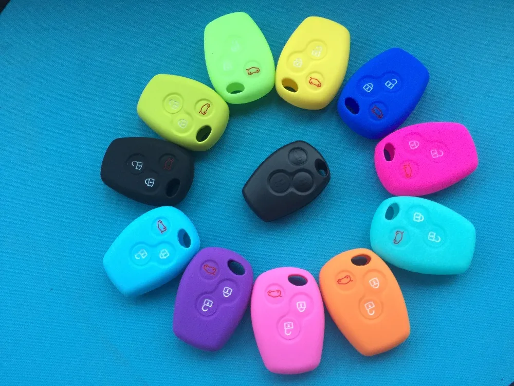 

Pusakieyy 1pc Silicone Key Case For Renault Clio DACIA Logan Sandero 3 Buttons Remote Shell Fob Cover Car accessories auto parts