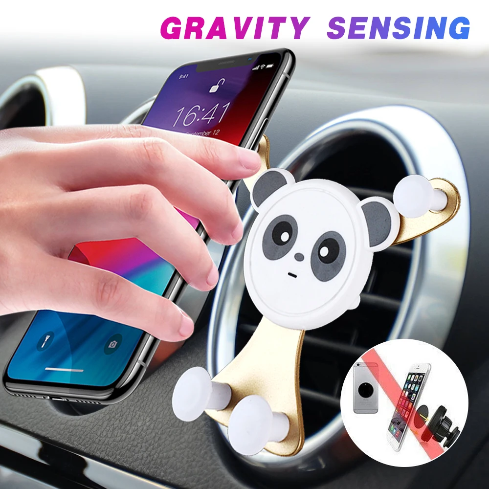 

Car Phone Holder Gravity Cell Smartphone Holder GPS Support Air Vent Mobile Cell Phone Holders Stands Clip Mount Panda Shape