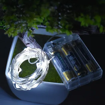 

HANMIAO 20/30/50/100 LED Light String Battery Powered Silver Wire Fairy Lights Cake Flower Bottle Gift Decorative Led Lights 21