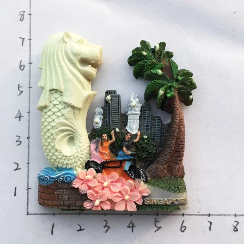 Туристический сувенир сингапур Merlion Park Sentosa Marina Bay магнит на холодильник 3D ручная