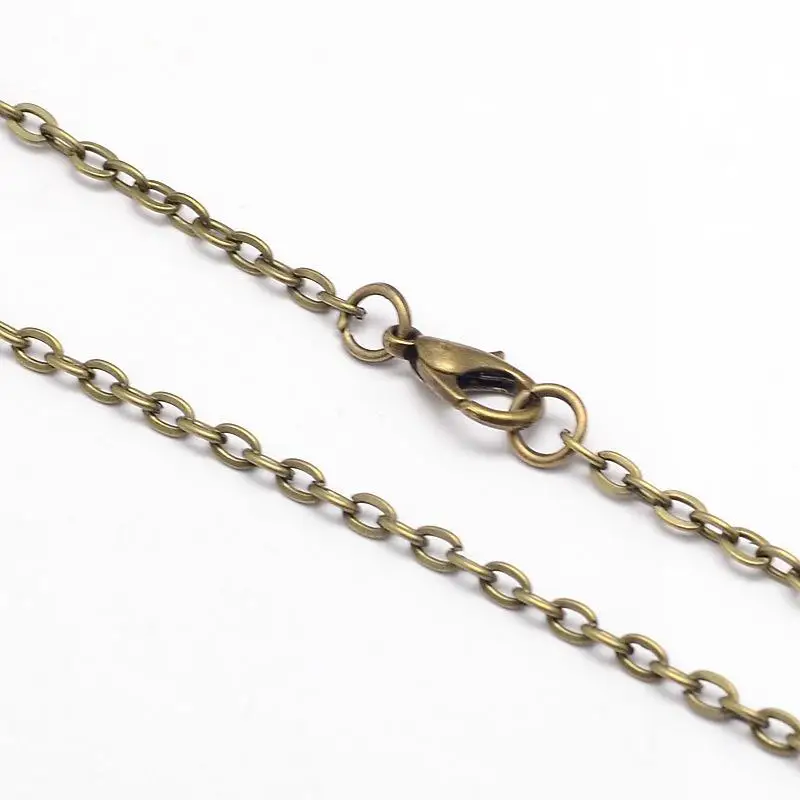 100 нитей Винтаж Железный крест цепи Цепочки и ожерелья решений для карман Часы Дизайн, с омара застежками, античная бронза, 31.5 ", 3 мм