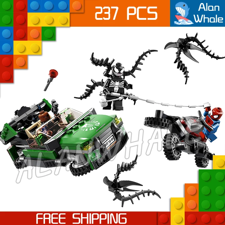 

237pcs New Super Heroes Spiderman Spider-Cycle Chase Set 7104 Flying Car Model Building Blocks Toys Bricks Compatible With lego