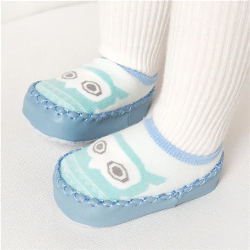 1 Pair New Comfortable Toddler Floor Socks With Rubber Soles Baby Elastic Cotton Cartoon Anti-slip Socks Infant Soft Sole Socks