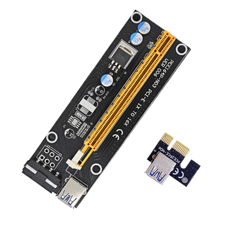 10 комплектов Высокое качество PCIe pci e Riser Card 1x к 16x Extender с USB 3.0 кабель SATA 4Pin Molex для
