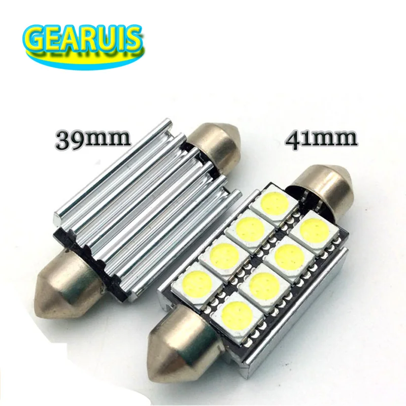 

10X 39mm 41mm 8 SMD 5050 LED Canbus Error Free Car Panel Festoon Dome Reading Light Lamp Bulb DC12V White
