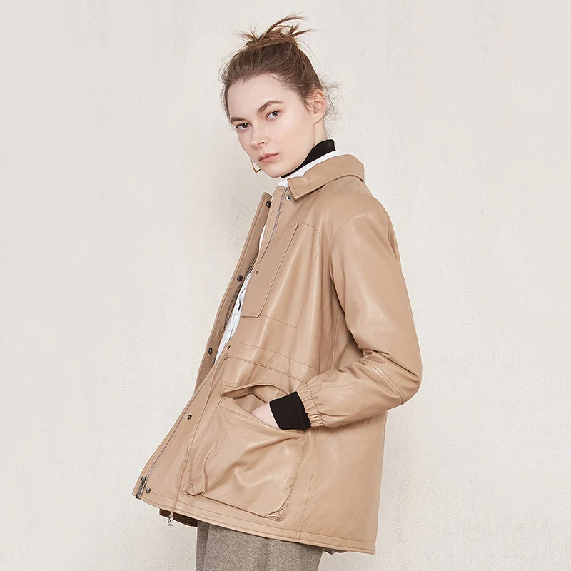 khaki Blanc Duvet Femmes Mouton Vers Manteaux Doublure Amovible Canard Veste Peau En De Véritable 2019 Cuir Bas Black Le Nouvelle D'hiver Arrivée 5Eqq1