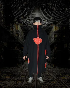 

NARUTO Cos Akatsuki Cosplay Costume Black Red Cloud Cos Halloween Stage New Fashion Fit Figure Costume Drop Ship