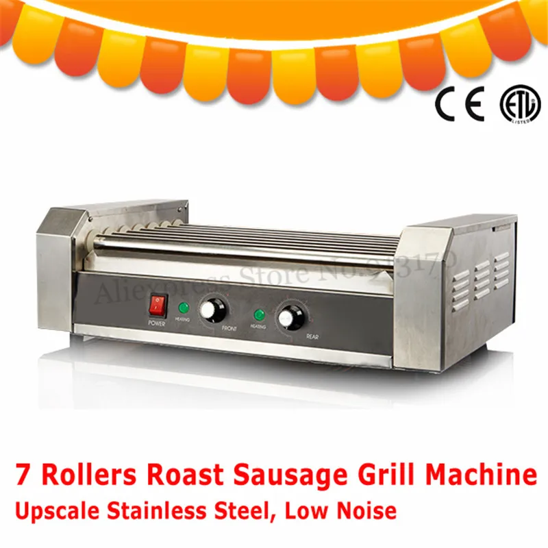 Electric Hot Dog 7 Roller Grilling Cooker 1400 Watt Sausage Grill