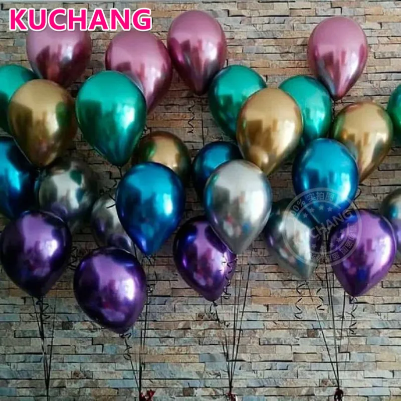 50pcs 12inch Latex Chrome Gold Silver Wedding Baby Shower Birthday