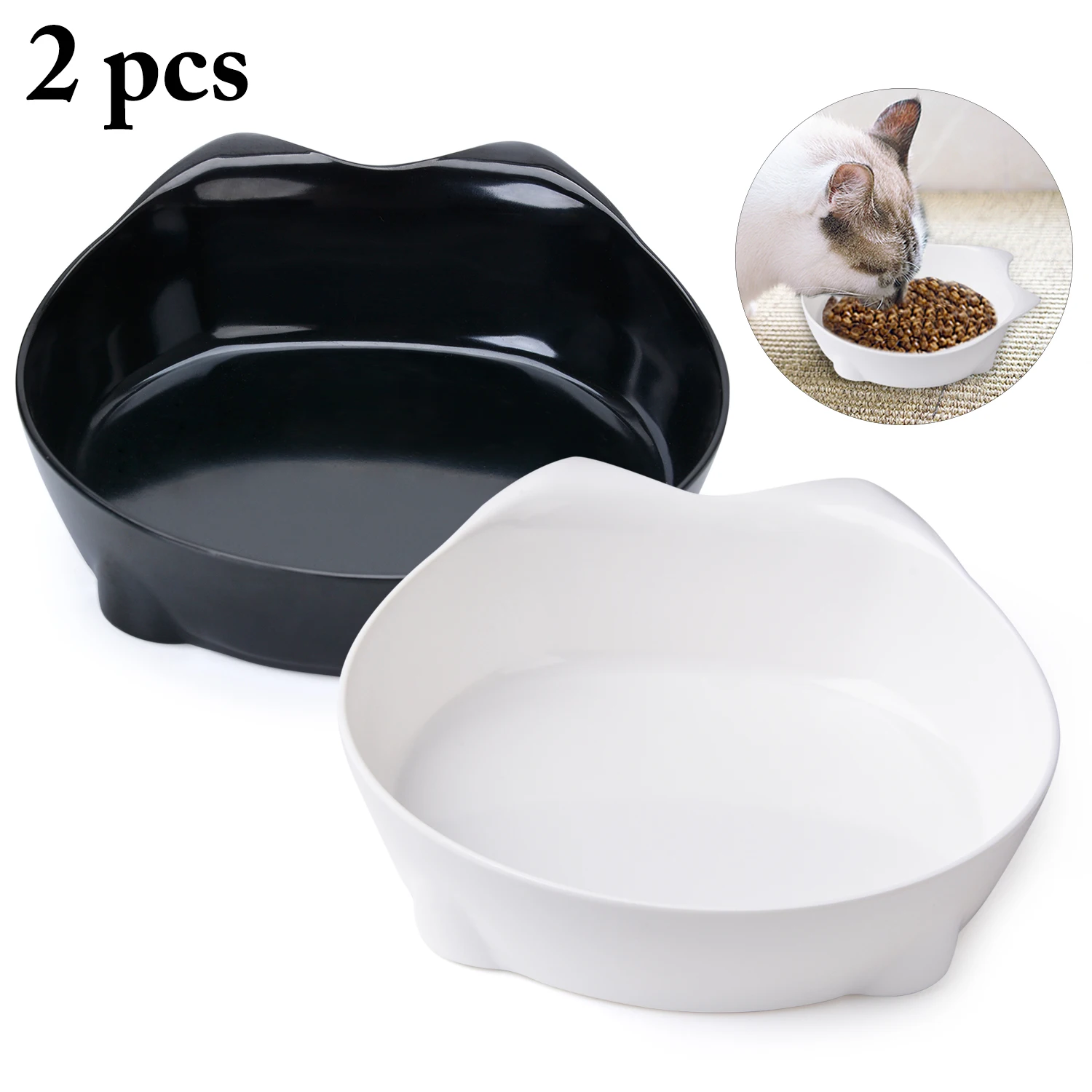 Size 2 Миски для домашних животных, миски для воды, миски для кошек, мелкая широкая усталость, снятие стресса, милый дизайн, питатель для домашних животных, Прямая поставка - Цвет: Size 2