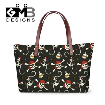 

Fashion Women Handbags Cool Pirate Skull Printing Woman Shoulder Bags Bolsas Femininas Office Lady Top-Handle Bag Casual Tote