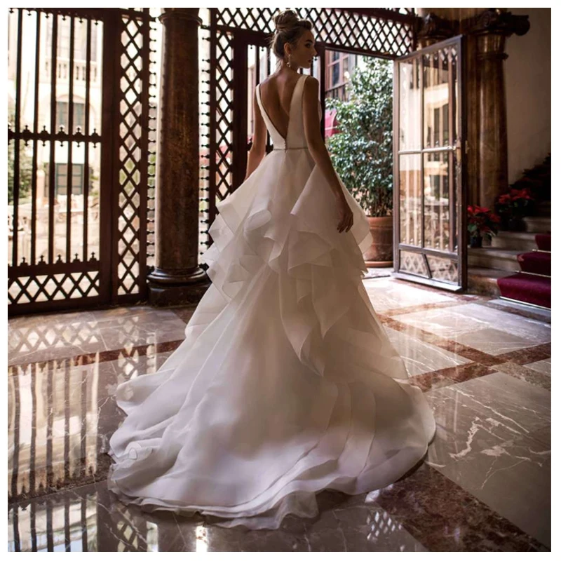Smileven, свадебное платье с v-образным вырезом,, глубокий v-образный вырез, сексуальные платья невесты с длинным шлейфом, белые свадебные платья