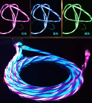 

500pcs/lot LED Glow Flowing Data USB Charger Cable for iPhone 5 6 6s 7 8 Plus X Phone wire Cord For Type C Micro USB Cable