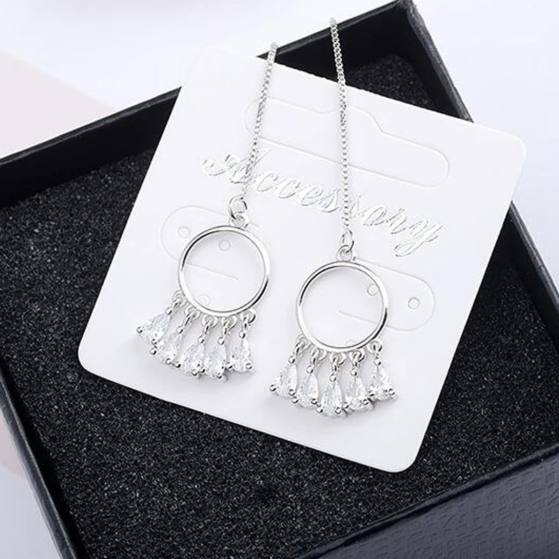 round circel long  tassel earrings (5)