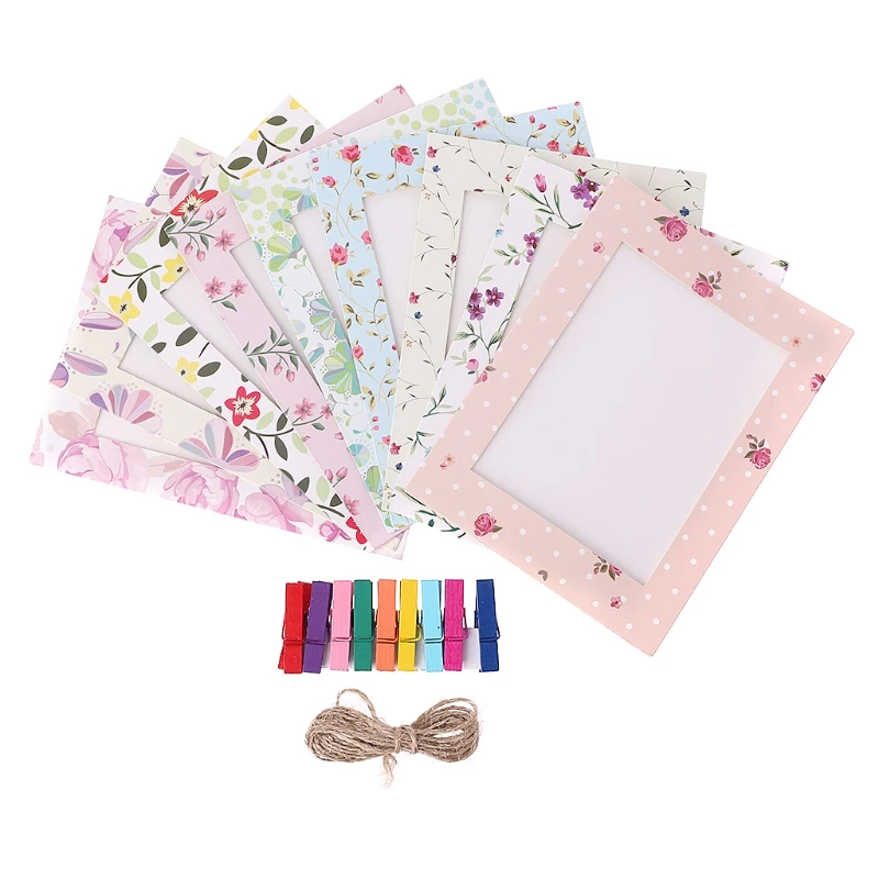 

10Pcs/Set Photo Frame 6 Inch Cadre Photo Gift DIY Wall Hanging Paper Wall Frame Floral Design