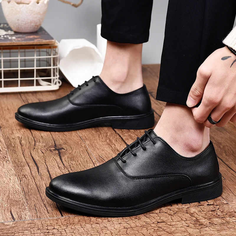 

Fashion Man Formal Shoes lace up Genuine Leather Personality Business Dress brogue Oxfords Wedding party Shoes men big size 47 4