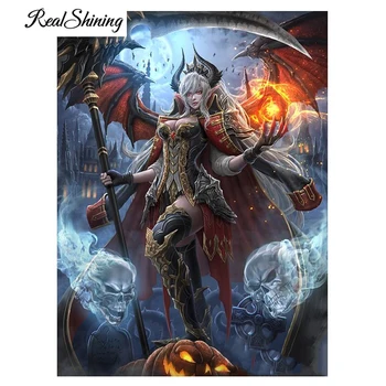 

REALSHINING DIY Diamond Embroidery Cartoon Warrior Skulls 5d Diamond Painting Cross Stitch Full square Mosaic Portrait FS2340